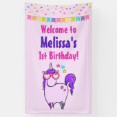 ハート型のユニコーンかわいい眼鏡が誕生1日 横断幕 (縦)