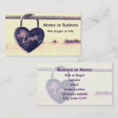 ハート型のラブパドロックがロープに取り付け 名刺 (正面/裏面)