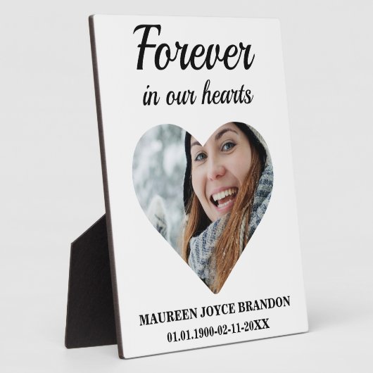 ハート型の写真 いつまでも心の中に フォトプラーク (側面)