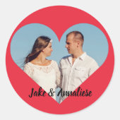 ハート型の写真 ラウンドシール (正面)