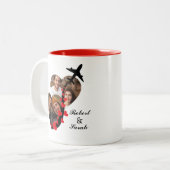 ハート型の写真，名前，飛行機，バレンタインデー ツートーンマグカップ (正面左)