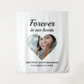 ハート型の写真 永遠に私たちの心の中に タペストリー (正面)