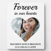 ハート型の写真 永遠に私たちの心の中に フォトプラーク (正面)