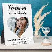 ハート型の写真 永遠に私たちの心の中に フォトプラーク (側面)