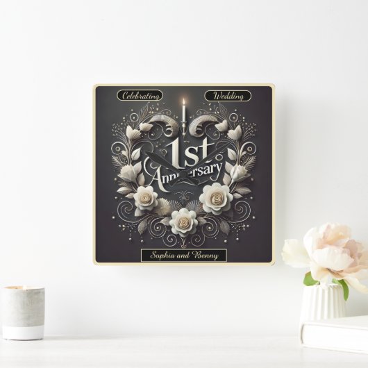 ハート型の初恋美しい スクエア壁時計 (ホーム)