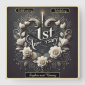 ハート型の初恋美しい スクエア壁時計 (正面)