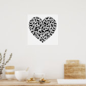 ハート型の動物のシルエットポスター ポスター (キッチン)