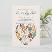 ハート型の卵と花イースターエッグ狩り 招待状 (スタンド正面)