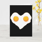 ハート型の卵 愛の目玉焼き 面白いバレンタイン カード (黄色い花)