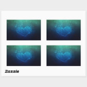 ハート型の夜星 長方形シール (シート)