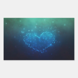 ハート型の夜星 長方形シール