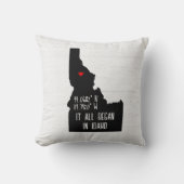 ハート型の座標を持つアイダホ州のGPS座標 クッション (正面)