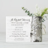 ハート型の彫刻が施された樺の木の結婚前お披露目パーティー 招待状 (スタンド正面)