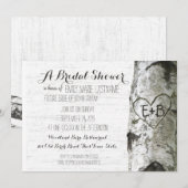 ハート型の彫刻が施された樺の木の結婚前お披露目パーティー 招待状 (正面/裏面)