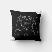 ハート型の手パーソナライズされた クッション (正面)