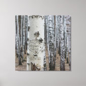 ハート型の手刻み 国産 木製 ネームプレート キャンバスプリント (正面)