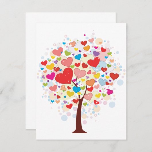 ハート型の招待状を持つ木 招待状 (正面/裏面)