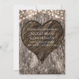 ハート型の木とライトの結婚式招待状 招待状