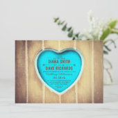 ハート型の木製 ウェディング 招待状（カントリー・ヴィンテージスタイル） 招待状 (スタンド正面)