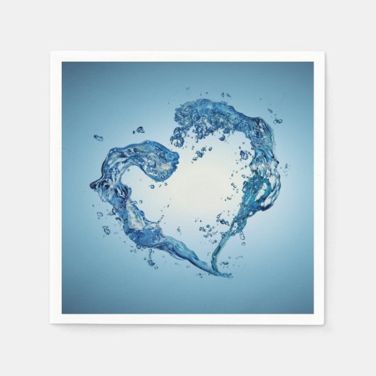 ハート型の水しぶき スタンダードカクテルナプキン (正面)