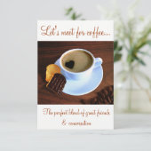 ハート型の泡が浮いたコーヒーカップ 招待状 (スタンド正面)