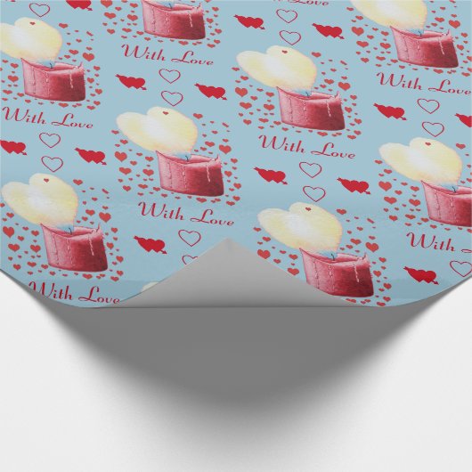 ハート型の炎の赤いロウソク ラッピングペーパー (角)