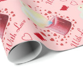 ハート型の炎の赤いロウソク ラッピングペーパー (ロールコーナー)