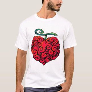 ハート型の炎フルーツ グラフィック おもしろい 炎 Tシャツ