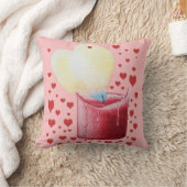 ハート型の炎レッドキャンドルピンク クッション (ブランケット)