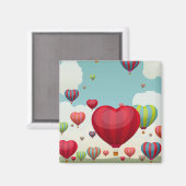 ハート型の熱気球 マグネット (正面/裏面)