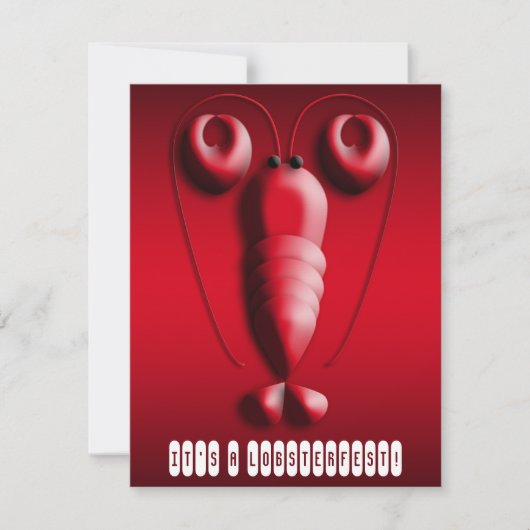ハート型の爪が可愛いレッドロブスター , Lobsterfestで使えるハート型の爪を持つかわいい赤 招待状 (正面)