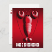 ハート型の爪が可愛いレッドロブスター , Lobsterfestで使えるハート型の爪を持つかわいい赤 招待状 (正面/裏面)