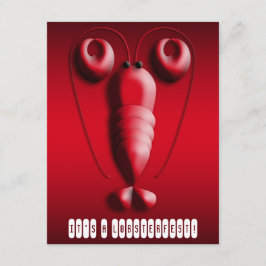 ハート型の爪が可愛いレッドロブスター , Lobsterfestで使えるハート型の爪を持つかわいい赤 招待状