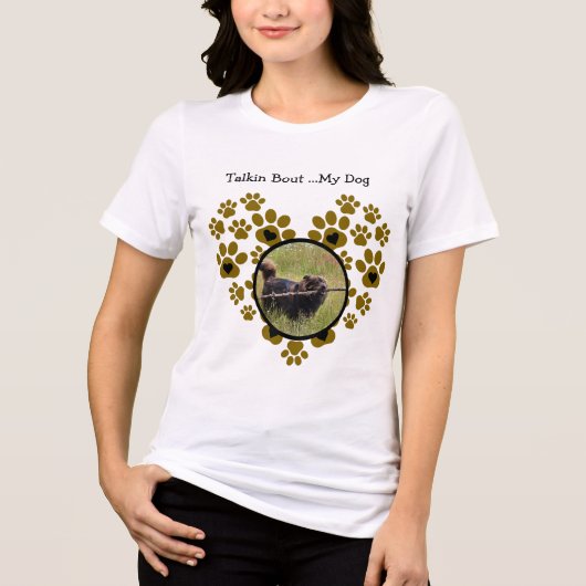 ハート型の犬の足跡 トライブレンドＴシャツ (正面)
