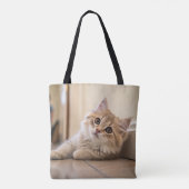 ハート型の猫のデザイン トートバッグ (裏面)