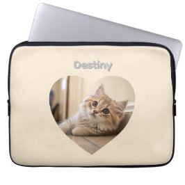 ハート型の猫デザイン ラップトップスリーブ