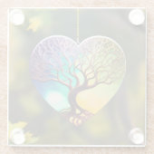 ハート型の生命の木オーナメント ガラスコースター (裏面)