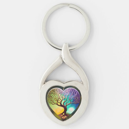 ハート型の生命の木オーナメント キーホルダー (正面)