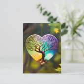 ハート型の生命の木オーナメント ポストカード (スタンド正面)