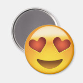 ハート型の目で微笑む顔絵文字 マグネット (正面/裏面)