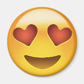 ハート型の目で微笑む顔絵文字 マグネット (正面)