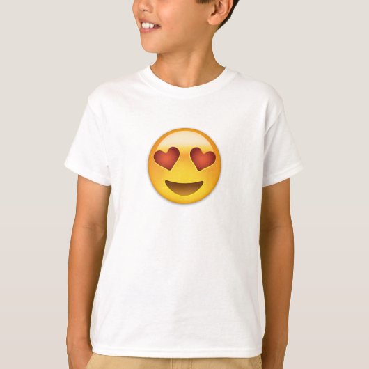 ハート型の目で微笑む顔絵文字 Tシャツ (正面)