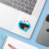 ハート型の目を持つクッキーの笑顔顔 シール (ノートパソコンとiPhone)