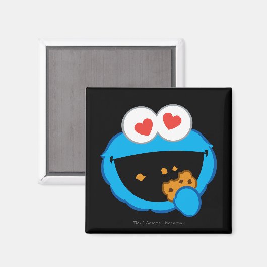 ハート型の目を持つクッキーの笑顔顔 マグネット (正面/裏面)