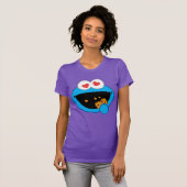 ハート型の目を持つクッキーの笑顔顔 Tシャツ (正面フル)