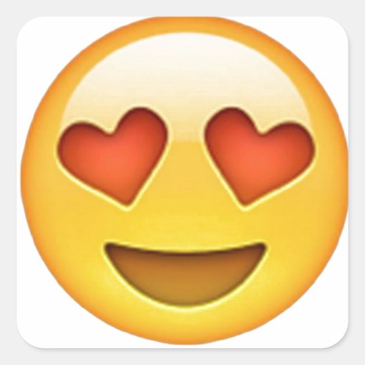 ハート型の目を持つ顔絵文字シール スクエアシール (正面)