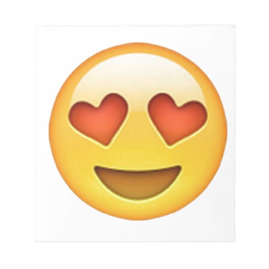 ハート型の目を持つ顔絵文字シール ノートパッド (正面)