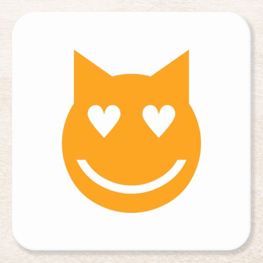 ハート型の目絵文字 スクエアペーパーコースター (正面)