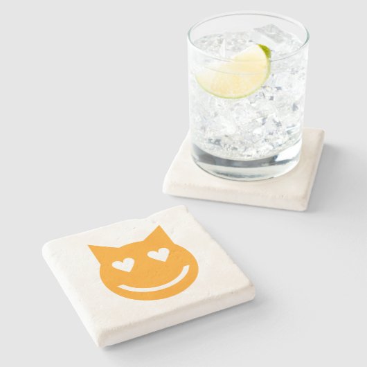 ハート型の目絵文字 ストーンコースター (横)
