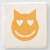 ハート型の目絵文字 ストーンコースター (正面)